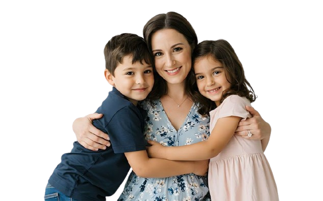 A mother with her two children